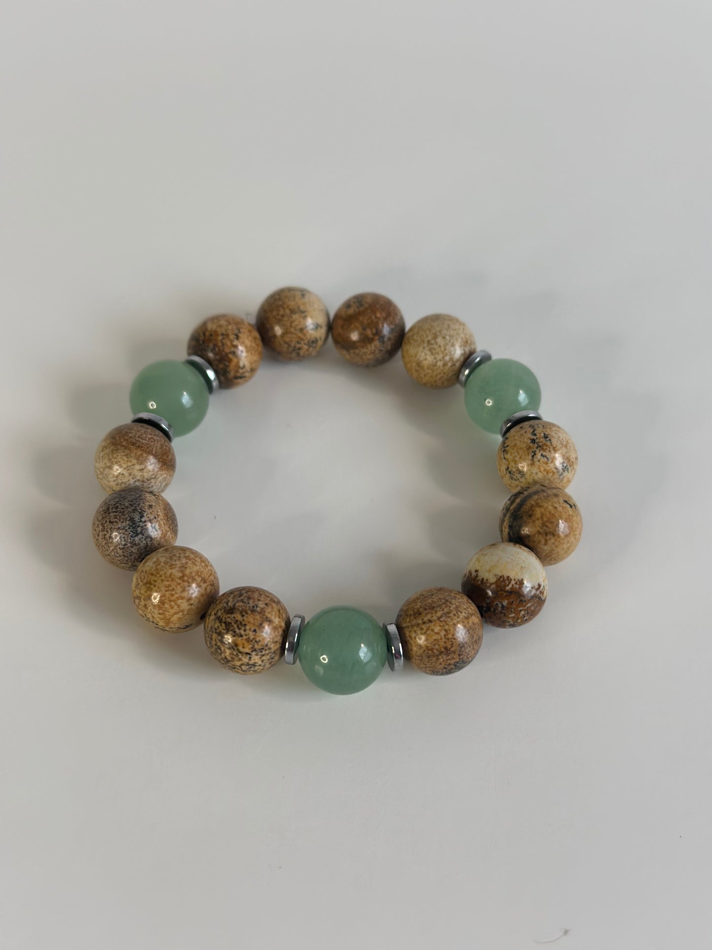 Growth and Abundance (Aventurine + Picture Jasper) Bead Bracelets