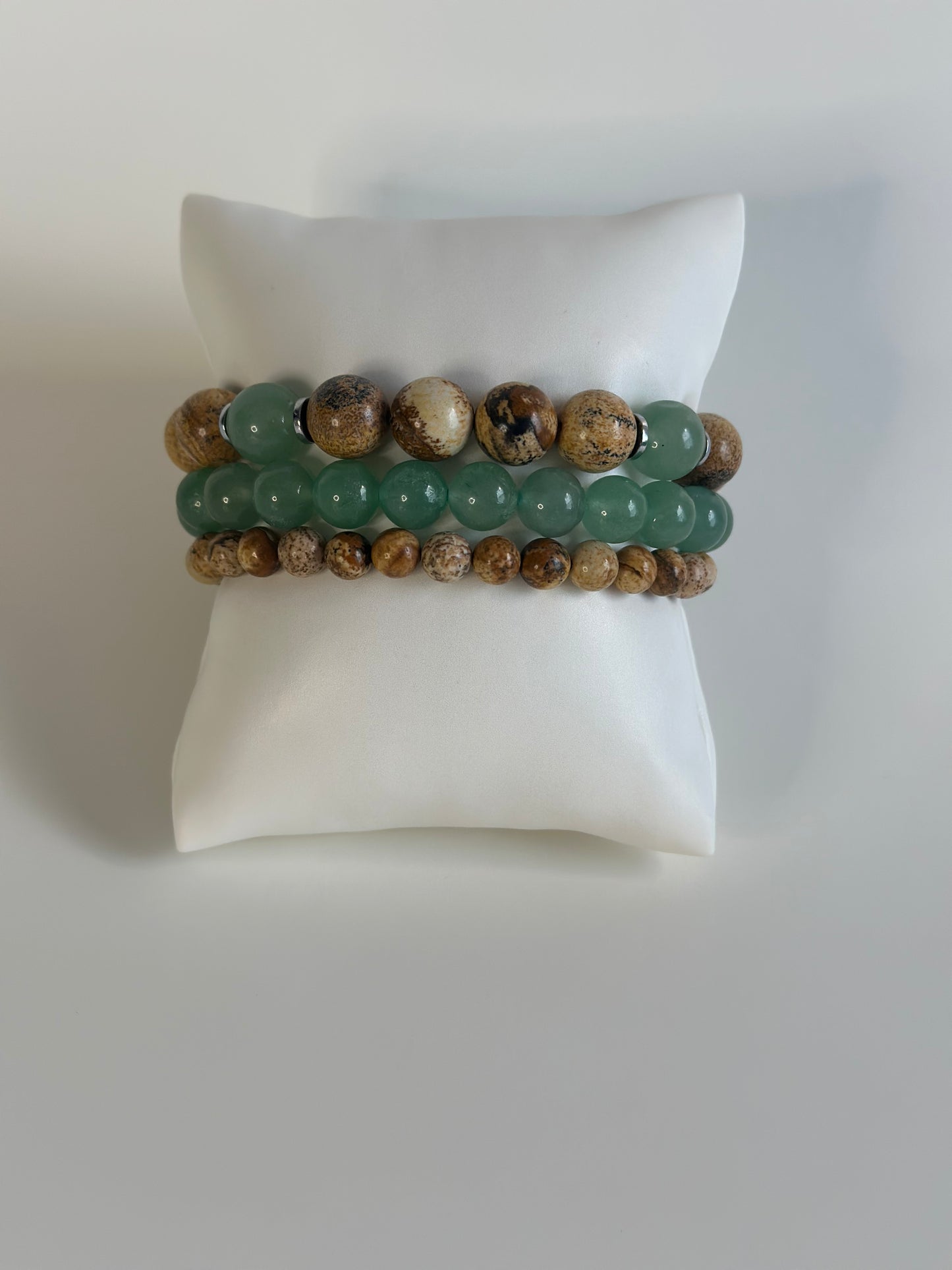 Growth and Abundance (Aventurine + Picture Jasper) Bead Bracelets